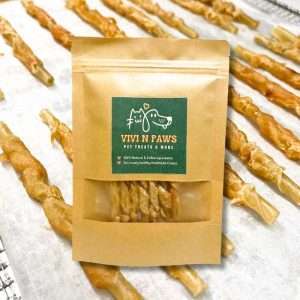 ViviNPaws homemade pet treats beef skin wrapped Chicken chew 1